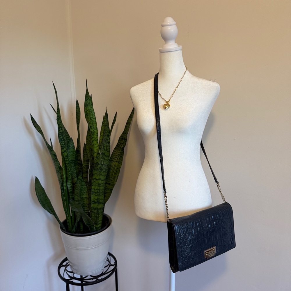 Kate Spade | Fiona Orchard Valley Navy Croc Embossed Leather Crossbody - Picture 8 of 8